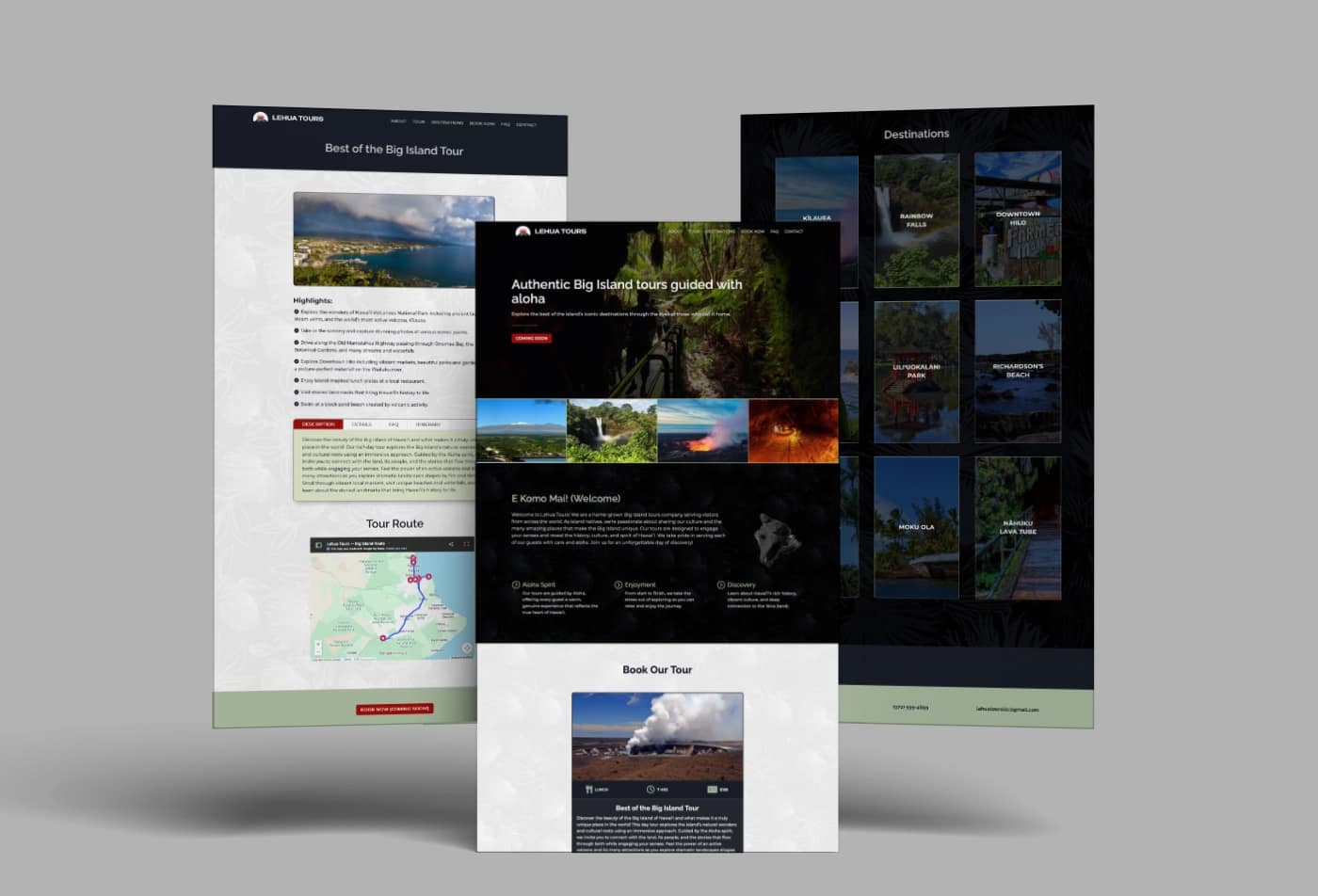 Tour company website design.