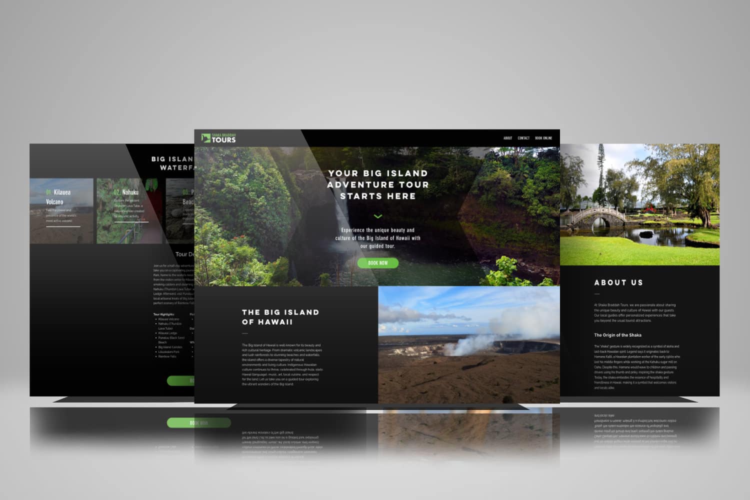 Website design for a tour company.